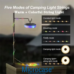 Microcase Askılı 6 Fonksiyonlu 10 Mt Güneş Enerjili Şarj Edilebilir Rgb Led Kamp Ve Dekorasyon Işığı - AL5316