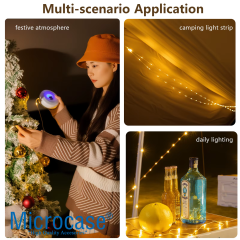 Microcase Askılı 6 Fonksiyonlu 10 Mt Güneş Enerjili Şarj Edilebilir Rgb Led Kamp Ve Dekorasyon Işığı - AL5316