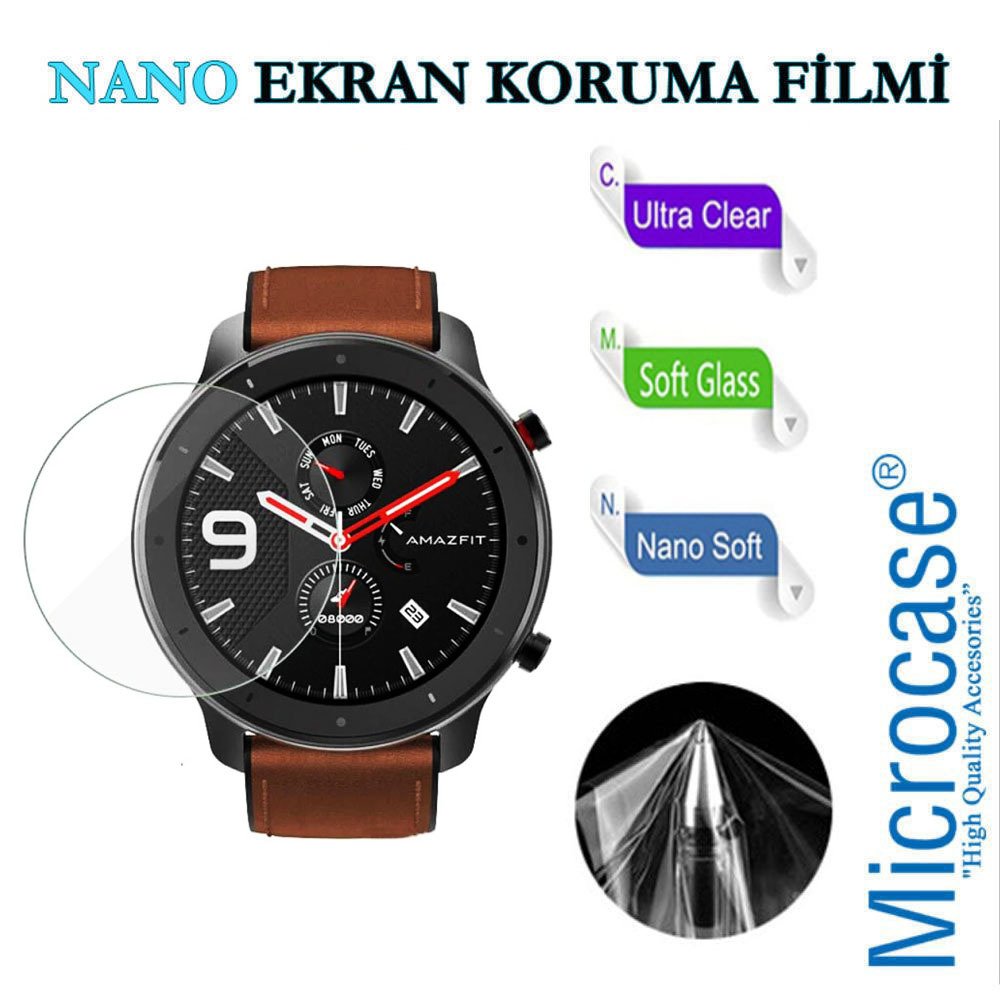 Microcase Xiaomi Amazfit GTR 47 mm Watch Nano Esnek Ekran Koruma Filmi