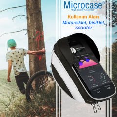 Microcase Universal Su Geçirmez Reflektörlü Bisiklet Motosiklet Scooter Telefon Tutucu Fermuarlı Çanta - AL4211