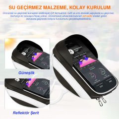 Microcase Universal Su Geçirmez Reflektörlü Bisiklet Motosiklet Scooter Telefon Tutucu Fermuarlı Çanta - AL4211