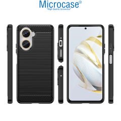 Microcase Huawei Nova 10 SE Brushed Carbon Fiber Silikon Kılıf - Siyah AL3332