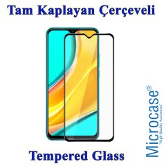 Microcase Xiaomi Redmi 9 Tam Kaplayan Çerçeveli Cam -Siyah