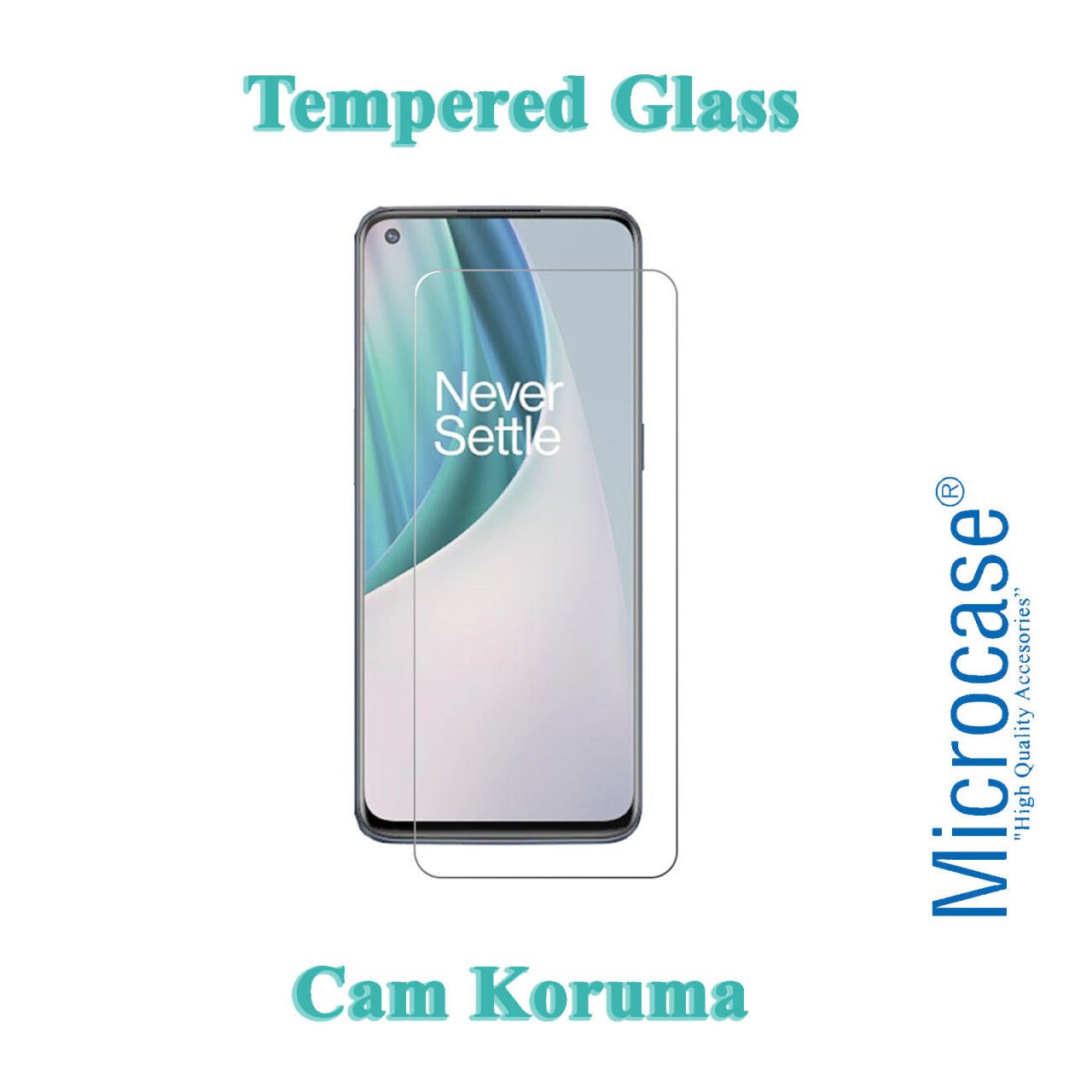 Microcase OnePlus Nord N100 Tempered Glass Cam Ekran Koruma
