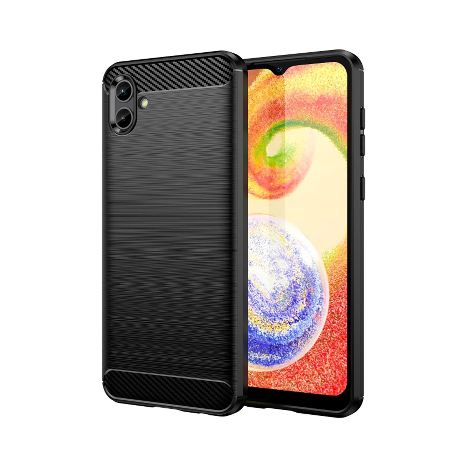 Microcase Samsung Galaxy A04 Brushed Carbon Fiber Silikon Kılıf - Siyah AL3332