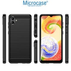 Microcase Samsung Galaxy A04 Brushed Carbon Fiber Silikon Kılıf - Siyah AL3332