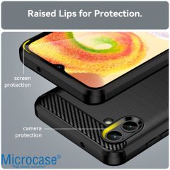 Microcase Samsung Galaxy A04 Brushed Carbon Fiber Silikon Kılıf - Siyah AL3332