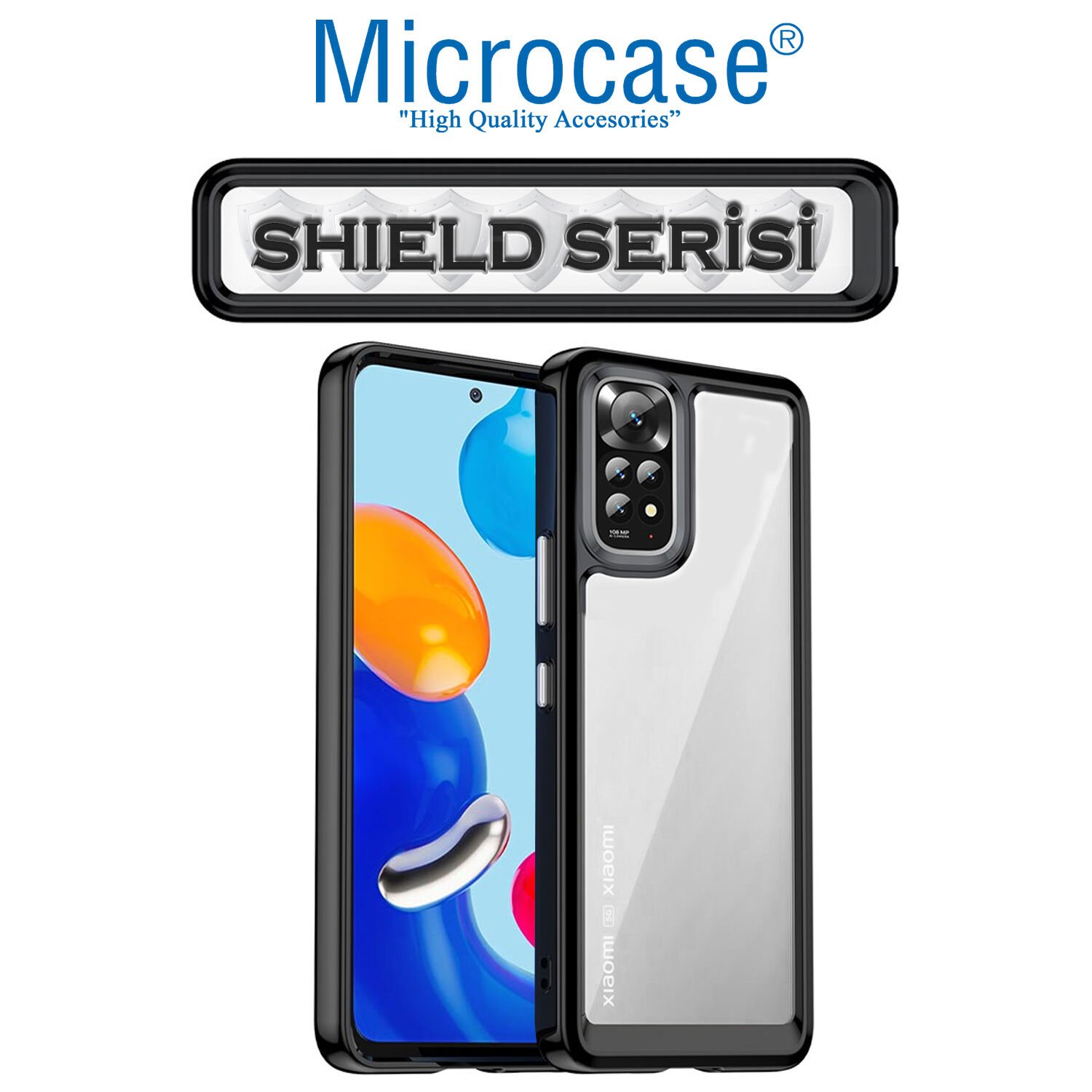 Microcase Xiaomi Redmi Note 11 Global 2022 Shield Serisi Darbeye Dayanıklı Köşe Korumalı Yarı Esnek Plastik TPU Kılıf - Siyah