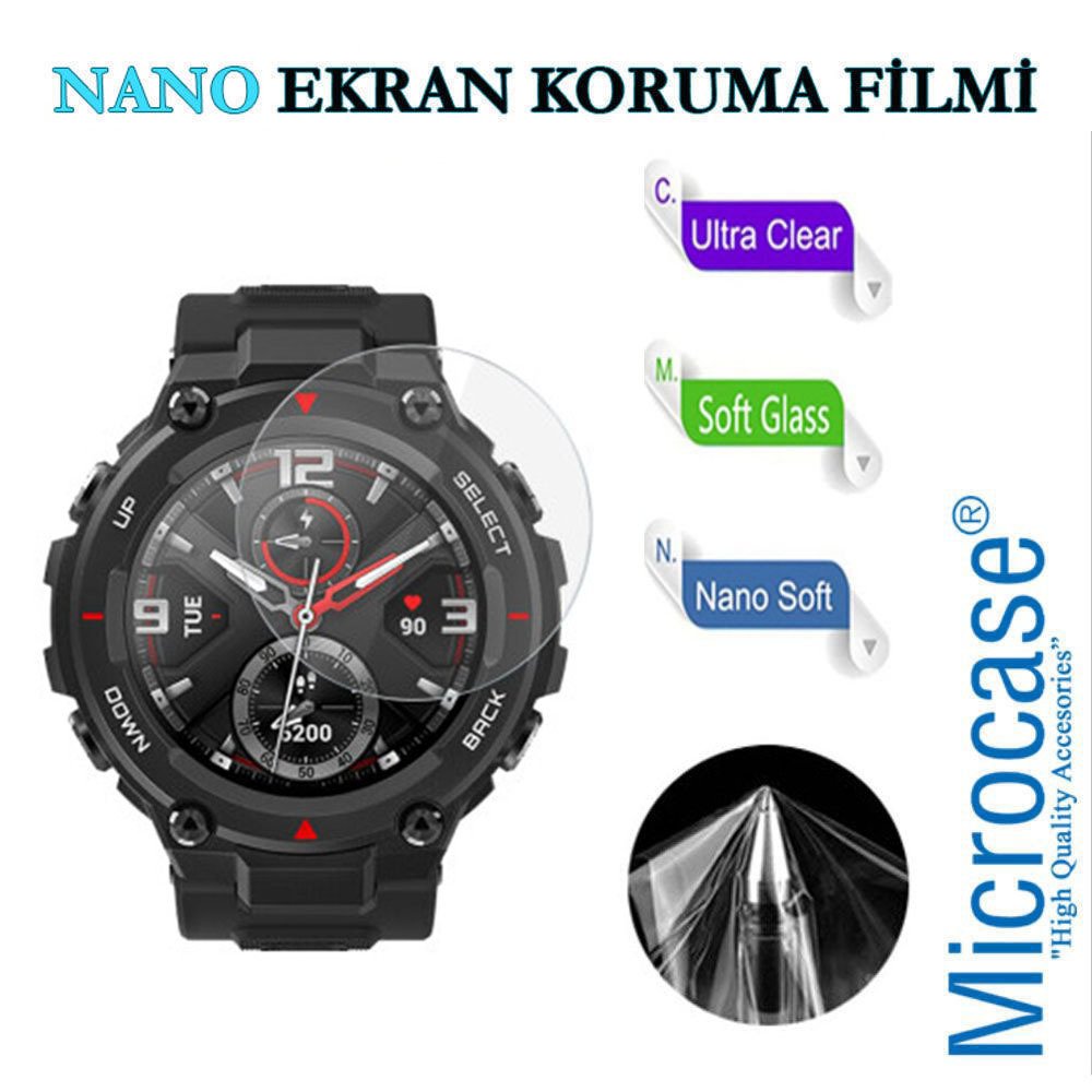 Microcase Xiaomi Amazfit T-Rex Watch Nano Esnek Ekran Koruma Filmi