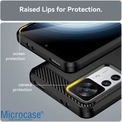 Microcase Xiaomi 12T / 12T Pro Brushed Carbon Fiber Silikon Kılıf - Siyah AL3332