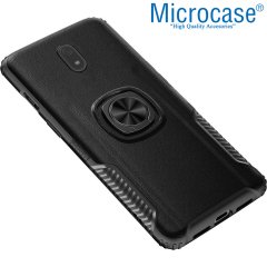 Microcase Xiaomi Redmi 8A Rome Serisi Yüzük Standlı Armor Kılıf - Siyah