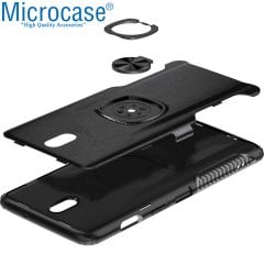 Microcase Xiaomi Redmi 8A Rome Serisi Yüzük Standlı Armor Kılıf - Siyah