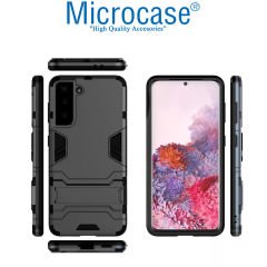 Microcase Samsung Galaxy S21 Alfa Armor Standlı Perfect Koruma Kılıf Siyah