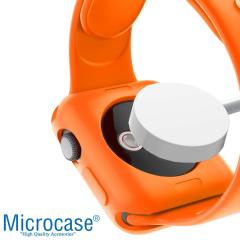 Microcase Apple Watch 7 45 mm Önü Açık Mat Silikon Kılıf - Turuncu