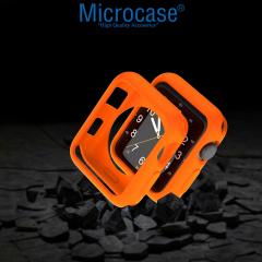 Microcase Apple Watch 7 45 mm Önü Açık Mat Silikon Kılıf - Turuncu