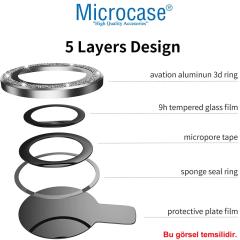 Microcase iPhone 13 Pro Elmas Taş Lens Koruma Halkası - Gümüş AL2776