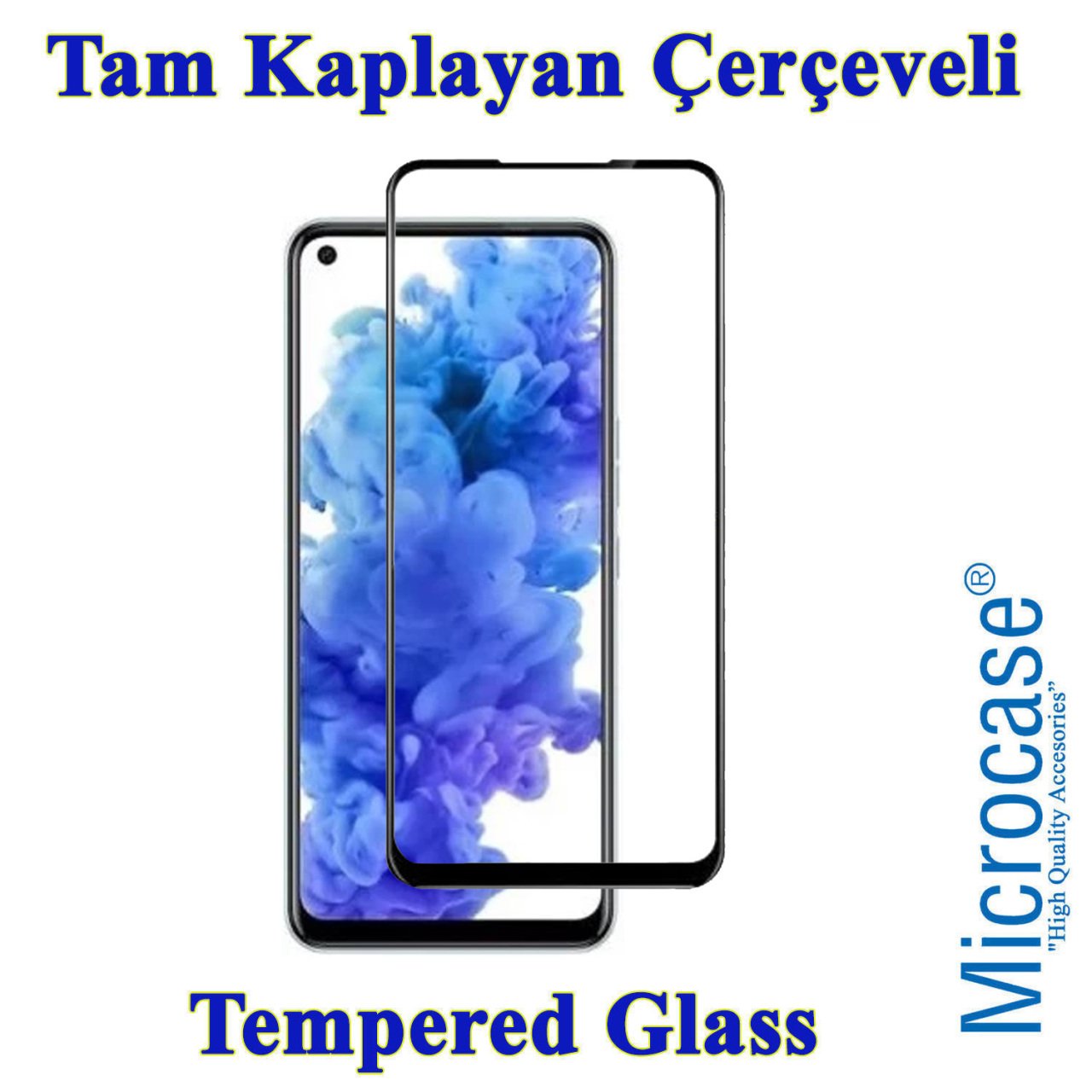 Microcase Tecno Camon 16 Tam Kaplayan Çerçeveli Tempered Ekran Koruyucu - Siyah
