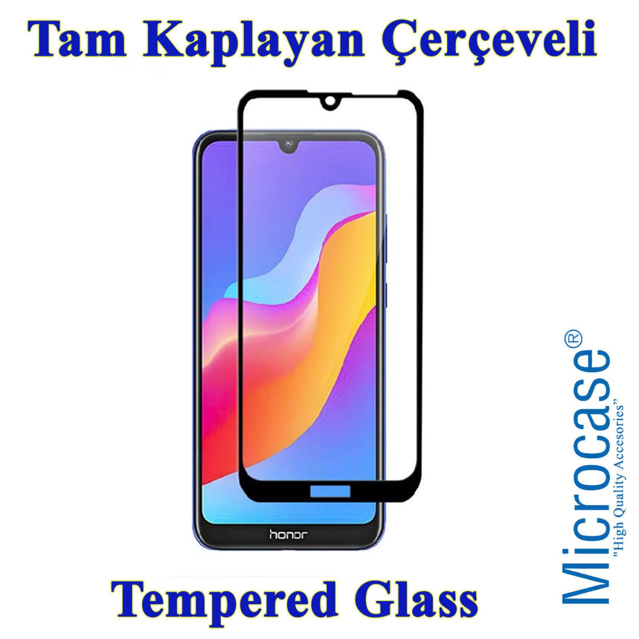 Huawei Honor Play 8A Tam Kaplayan Çerçeveli Cam - Siyah