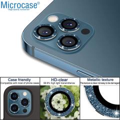 Microcase iPhone 13 Pro Elmas Taş Lens Koruma Halkası - Mavi AL2776