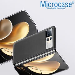 Microcase Xiaomi Mix Fold 2 için Deri Desenli Plastik Koruma Kılıf - AL3158 Siyah