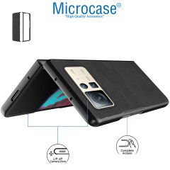 Microcase Xiaomi Mix Fold 2 için Deri Desenli Plastik Koruma Kılıf - AL3158 Siyah