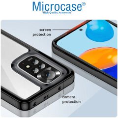 Microcase Xiaomi Redmi Note 11S Global 2022 Shield Serisi Darbeye Dayanıklı Köşe Korumalı Yarı Esnek Plastik TPU Kılıf - Siyah
