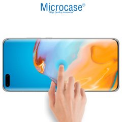 Microcase Huawei P40 Pro 3D Curved Tam Kaplayan Tempered Glass Cam Koruma - Siyah
