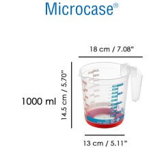 Microcase 1000 ml Saplı Plastik Dereceli Renkli Ölçü Kabı - AL4693