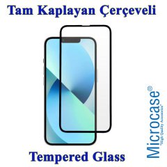 Microcase iPhone 13 Tam Kaplayan Çerçeveli Tempered Ekran Koruyucu - Siyah
