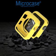 Microcase Apple Watch 7 45 mm Önü Açık Mat Silikon Kılıf - Sarı