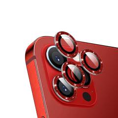 Microcase iPhone 13 Pro Elmas Taş Lens Koruma Halkası - Kırmızı AL2776