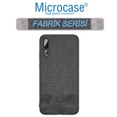 Microcase Huawei P20 Pro Fabrik Serisi Kumaş ve Deri Desen Kılıf - Siyah