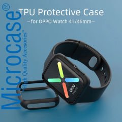 Microcase Oppo Watch 41 mm Önü Açık Tasarım Silikon Kılıf - Siyah