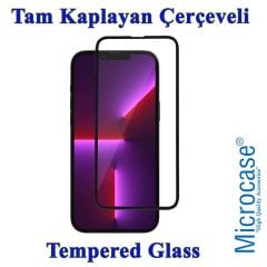 Microcase iPhone 13 Pro Tam Kaplayan Çerçeveli Tempered Ekran Koruyucu - Siyah