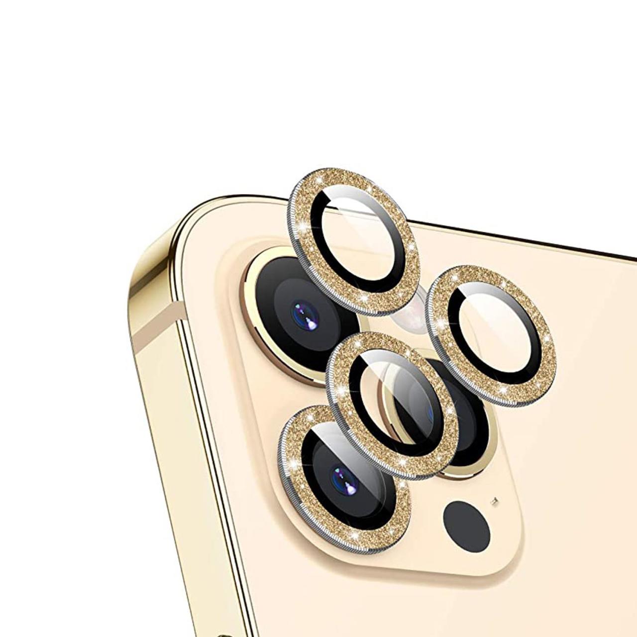 Microcase iPhone 13 Pro Elmas Taş Lens Koruma Halkası - Gold AL2776