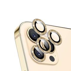 Microcase iPhone 13 Pro Elmas Taş Lens Koruma Halkası - Gold AL2776
