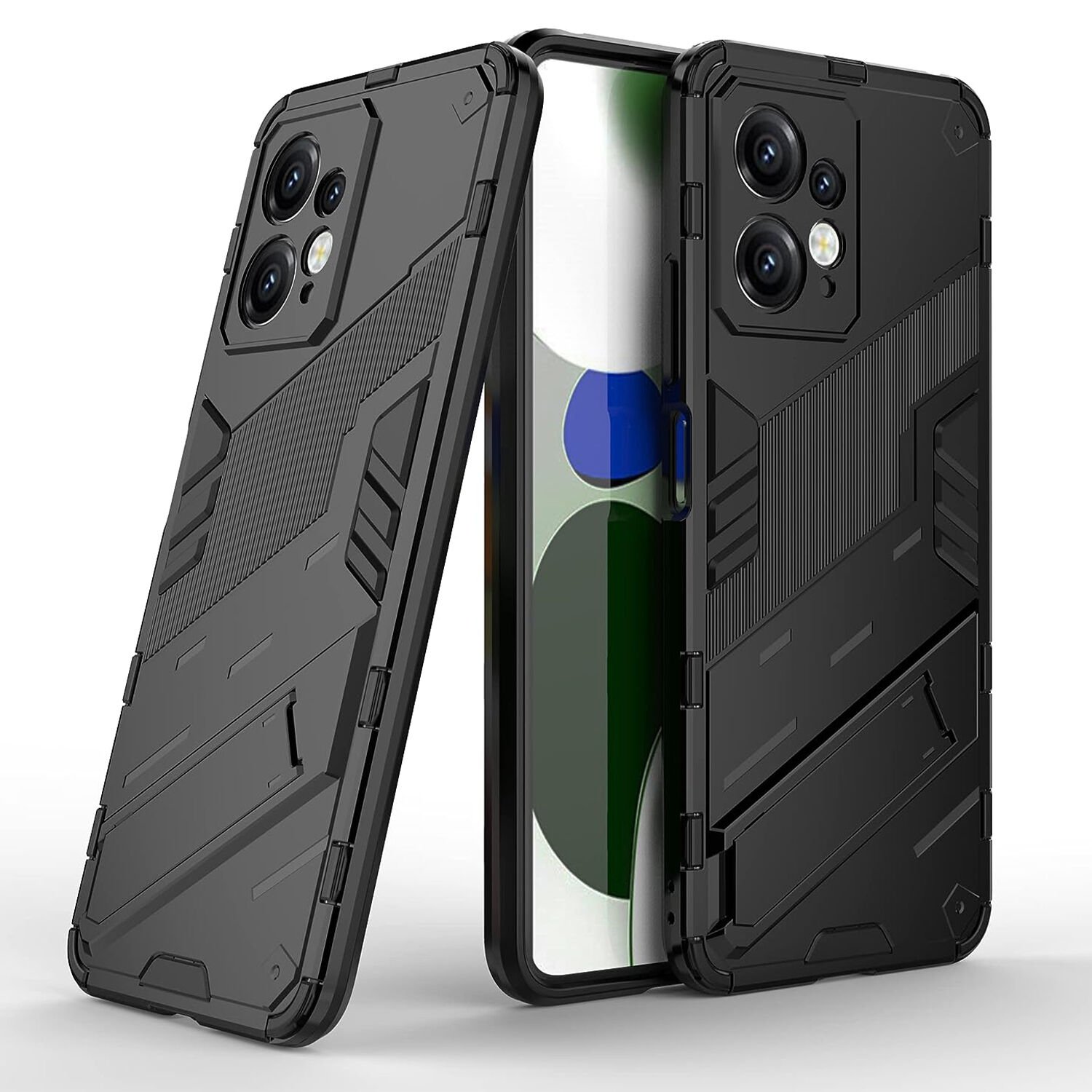 Microcase Xiaomi Redmi 12 4G Matrix Serisi Armor Standlı Perfect Koruma Kılıf - Siyah AL3416