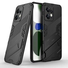 Microcase Xiaomi Redmi 12 4G Matrix Serisi Armor Standlı Perfect Koruma Kılıf - Siyah AL3416