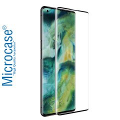 Microcase Oppo Find X2 3D Curved Tam Kaplayan Tempered Glass Cam Koruma - Siyah