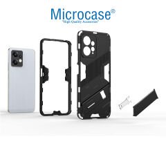 Microcase Xiaomi Redmi 12 4G Matrix Serisi Armor Standlı Perfect Koruma Kılıf - Siyah AL3416