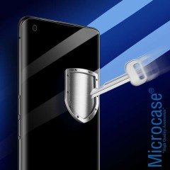 Microcase Oppo Find X2 3D Curved Tam Kaplayan Tempered Glass Cam Koruma - Siyah