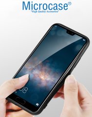 Microcase Huawei P20 Pro Fabrik Serisi Kumaş ve Deri Desen Kılıf - Gri