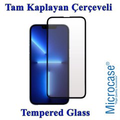 Microcase iPhone 13 Pro Max Tam Kaplayan Çerçeveli Tempered Ekran Koruyucu - Siyah