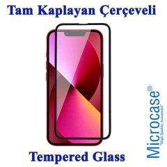 Microcase iPhone 13 Mini Tam Kaplayan Çerçeveli Tempered Ekran Koruyucu - Siyah