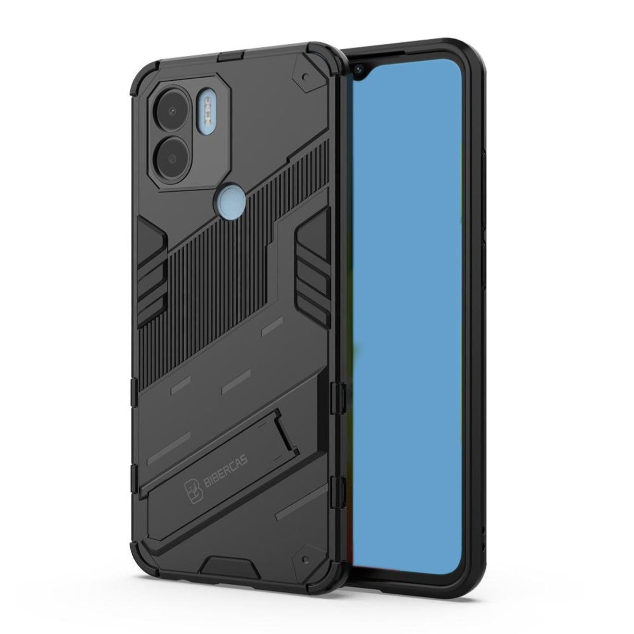 Microcase Xiaomi Poco C51 Matrix Serisi Armor Standlı Perfect Koruma Kılıf - Siyah AL3416