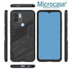 Microcase Xiaomi Poco C51 Matrix Serisi Armor Standlı Perfect Koruma Kılıf - Siyah AL3416