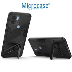 Microcase Xiaomi Poco C51 Matrix Serisi Armor Standlı Perfect Koruma Kılıf - Siyah AL3416