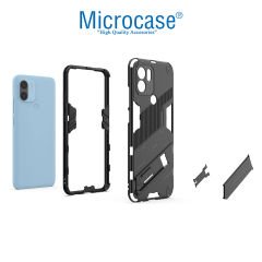 Microcase Xiaomi Poco C51 Matrix Serisi Armor Standlı Perfect Koruma Kılıf - Siyah AL3416