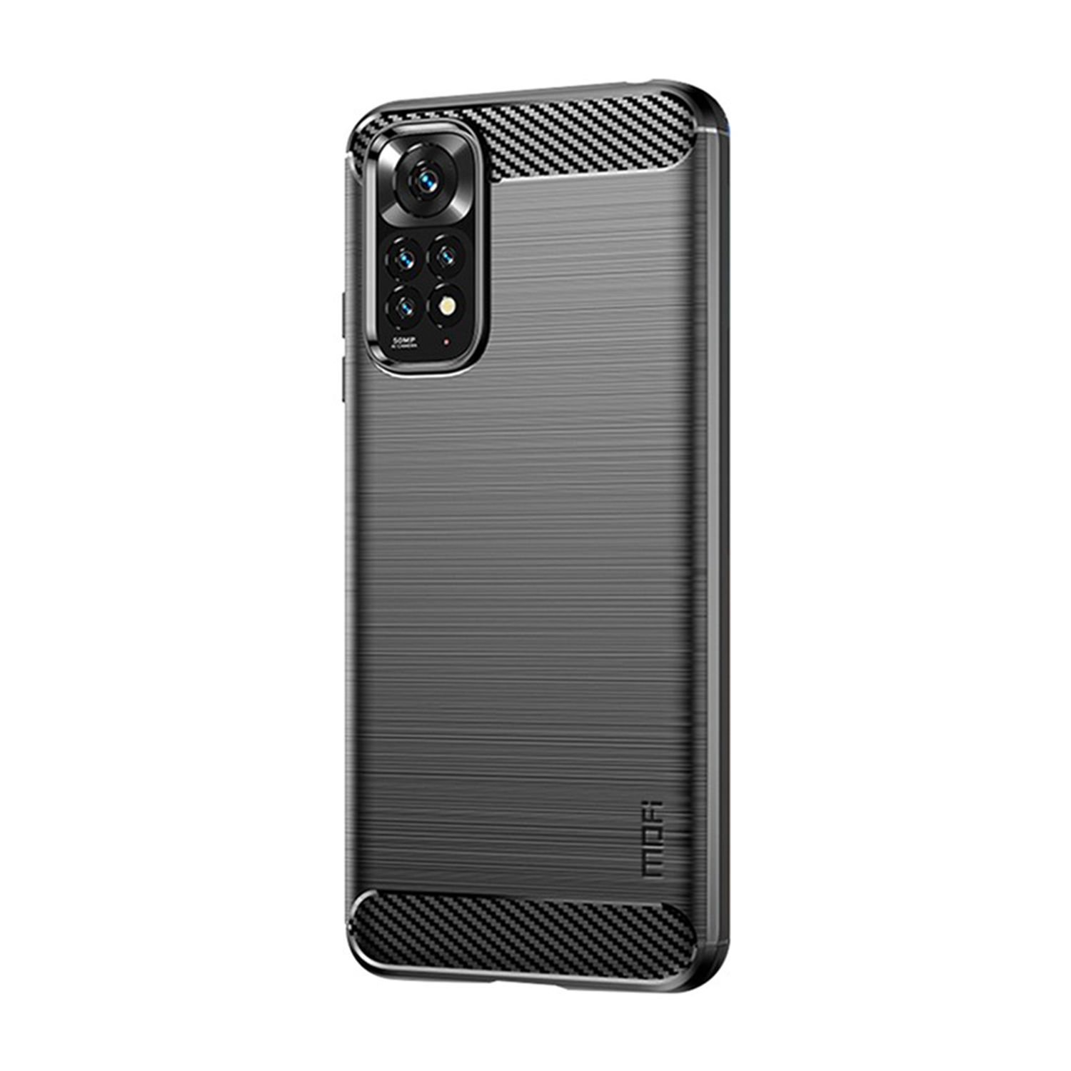 Microcase Xiaomi Redmi Note 11S - Redmi Note 11 Brushed Carbon Fiber Silikon Kılıf - Siyah AL3332