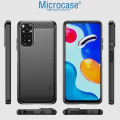 Microcase Xiaomi Redmi Note 11S - Redmi Note 11 Brushed Carbon Fiber Silikon Kılıf - Siyah AL3332